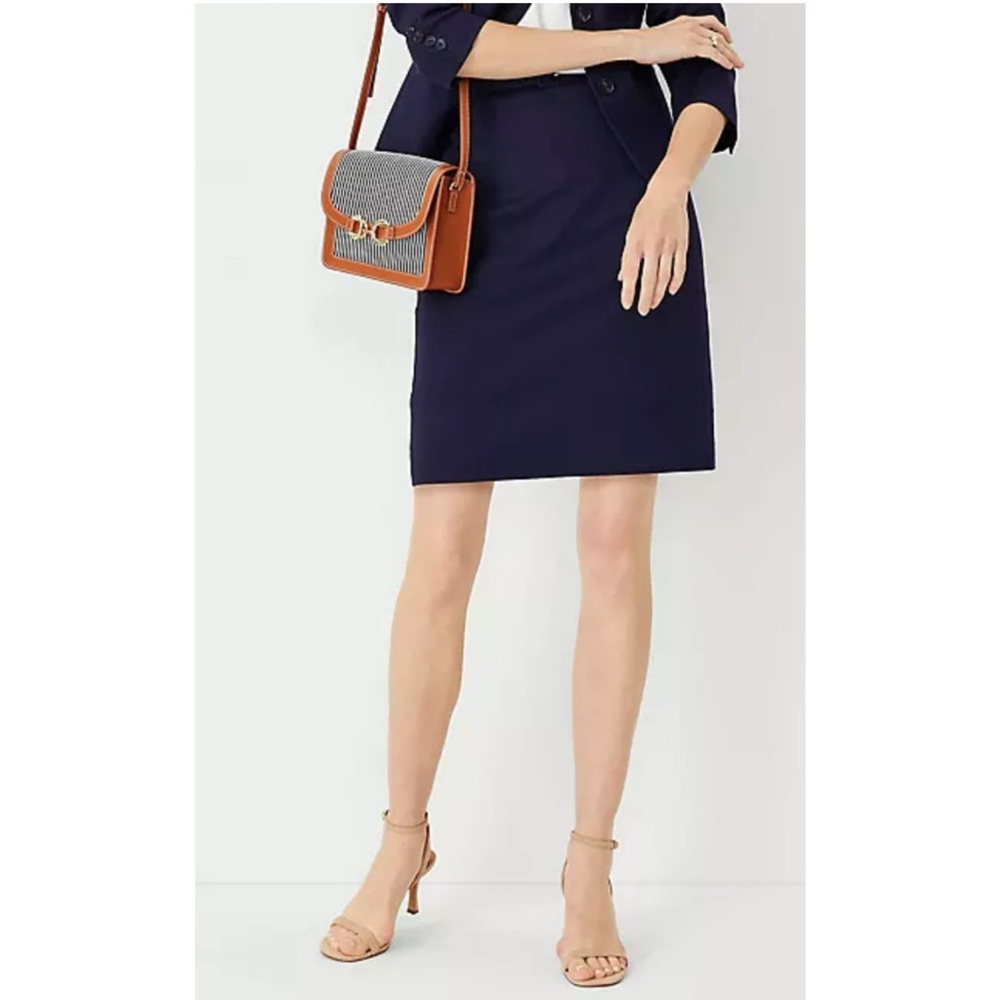 Ann Taylor Dark Blue Pencil Skirt with Belt